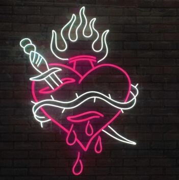 Abstract Wounded Heart Pattern Neon Sign