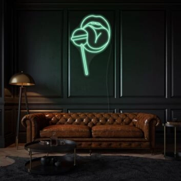 Woman Lips Neon Sign Sensual Beauty Illuminated