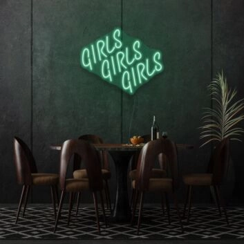 Girl Girl Girl Cursive Neon Feminine Charm and Appeal