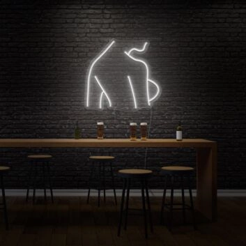 Sexy Woman Side Profile Neon Art Feminine Form Celebrated