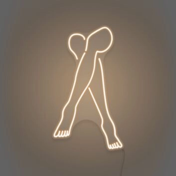 Crossed Legs Neon Elegant and Relaxed Posture