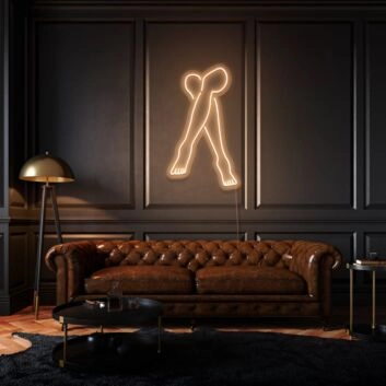 Crossed Legs Neon Elegant and Relaxed Posture