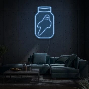 Glass With Ghost Neon Spooky and Fun