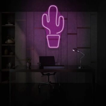 Cactus in Pot Neon Desert Charm in Compact Form