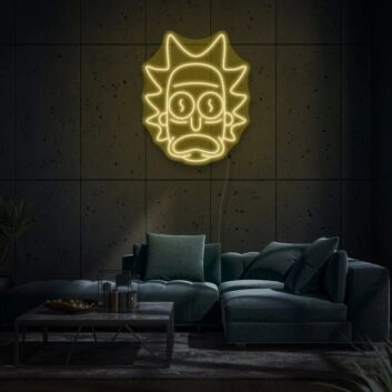 Rick's Face Neon Art Tribute to Popular Culture