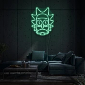 Rick&#039;s Face Neon Art Tribute to Popular Culture