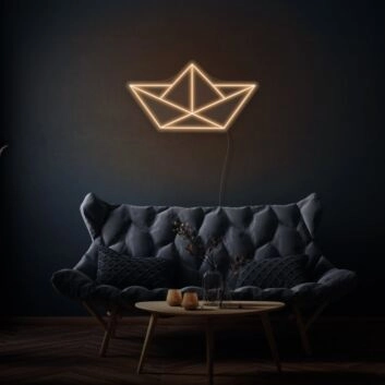 Origami Boat Neon Journey of Imagination and Creativity