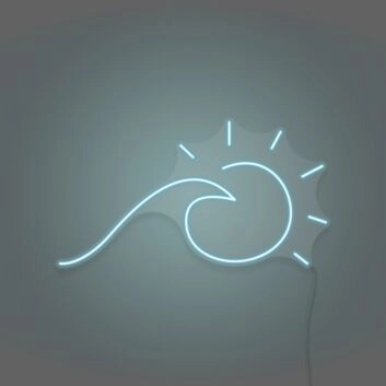 Sun and Sea Wave Neon Artistic Representation of Beachside Serenity