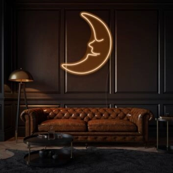 Dreamy young moon Neon Whimsical Nighttime Wonder