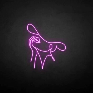 &#39;Woman wearing a sun hat&#39; neon sign