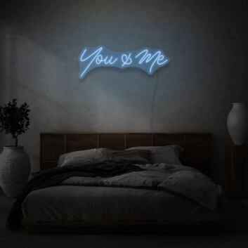 You & Me Cursive Neon Lettering Intimate Connection and Affection