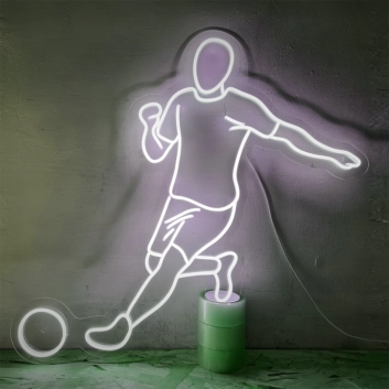 Soccer Showdown Running and Kicking Player Neon Sign