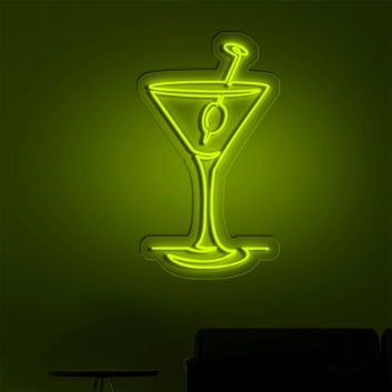 Cocktail Glasses Bar Neon Signs