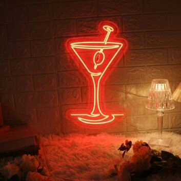 Cocktail Glasses Bar Neon Signs