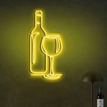 Red Wine Wine Glass  Bar Set  Neon Signs