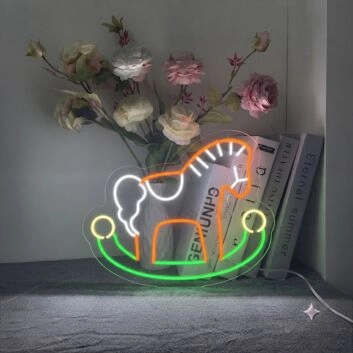 &#39;Marry Christmas Wooden Horse&#39; neon sign