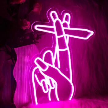 Two Fingers Holding Cigarette  Neon Signs
