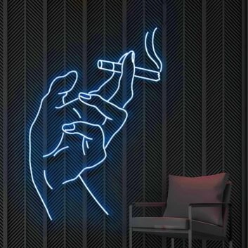 Hand Holding Cigarette  Neon Sign