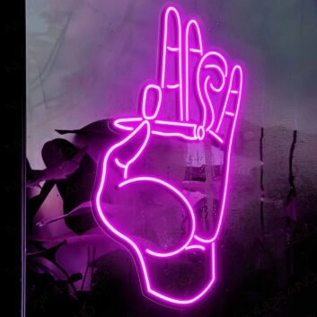 Pinching Cigarette  Neon Sign