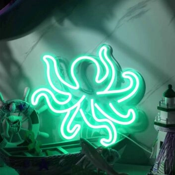 Tusked Five-Claw Octopus Neon Sign