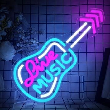 Live Music Electric Guitar Neon Sign