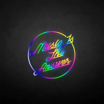 &#39;Music is the answer&#39; neon sign