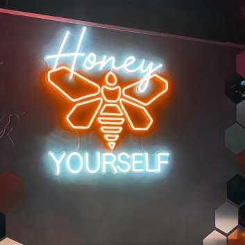 Honey Bee Yourself Neon Sign Illuminate Your Space with Authenticity and Positivity