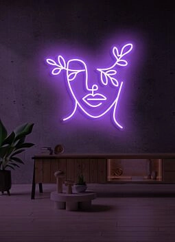 Flower face Neon Bloom Merging Nature with Human Beauty