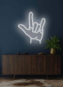 Hand sign Neon Artistic Expression of Communication and Style