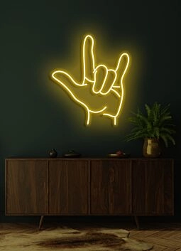 Hand sign Neon Artistic Expression of Communication and Style