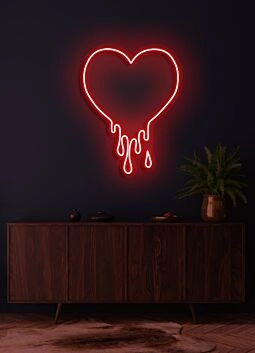 Melting heart Neon Warmth and Love in Fluid Form