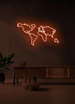 World map Neon Adventure Awaits in Glowing Lines
