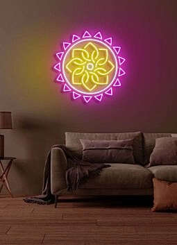 Yoga flower Serene Neon Bloom for Peaceful Spaces
