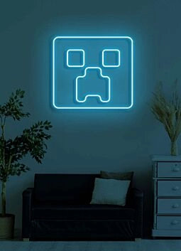 Square face Neon Abstract Artistic Piece, Adding a Contemporary Touch