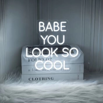 Babe, you look so cool Neon Flattering Compliment in a Stylish Setting