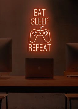Eat Sleep Game Repeat Neon Cycle of a Gamer&#039;s Life
