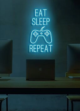 Eat Sleep Game Repeat Neon Cycle of a Gamer's Life