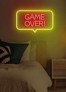 Game Over Neon Concluding Statement in Gaming