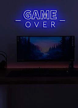 Game Over Neon Final Curtain for Gaming Sessions