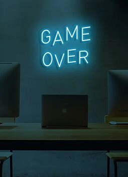 Game Over Neon Sign Off for the End of a Challenge