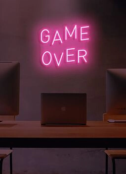 Game Over Neon Sign Off for the End of a Challenge