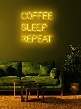Coffee Sleep Repeat Neon Cycle for Caffeine Devotees