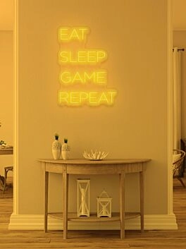 Eat Sleep Game Repeat Neon Tribute to Gaming Lifestyle