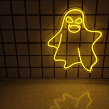 Cute Ghost LED Neon Sign - Halloween Wall Art for Spooky Decoration