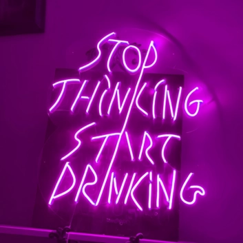 Stop Thinking Neon Prompt to Action