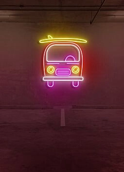 Surf Van Beach Vibes Captured in Laid-Back Neon