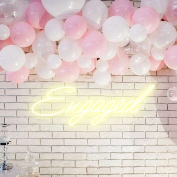 Engaged Neon Illumination Celebrating Love