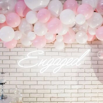 Engaged Neon Illumination Celebrating Love