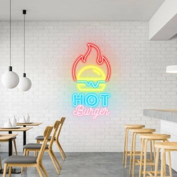 Customize Hot Burger Spicy Neon for Hot Food Eateries