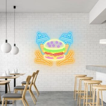 Burger Fries &amp; Shakes Classic Neon for American Diners